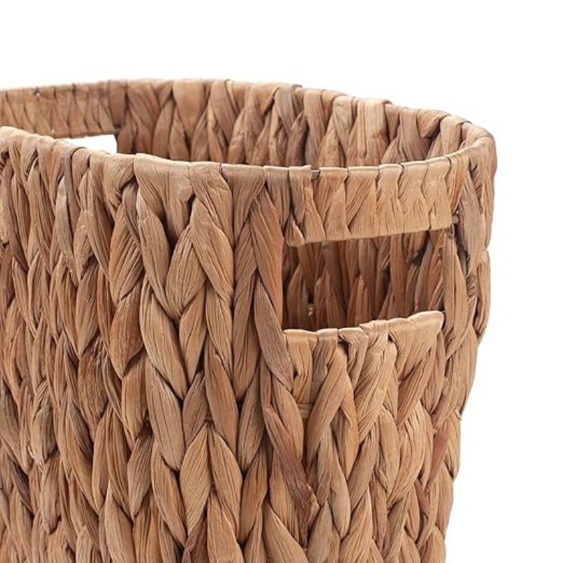 YANGQIHOME Bathroom Trash Can, Handwoven Wicker Trash Can with Handles for Bedroom, Living Roon, Kitchen, Bathroom and Office, Water Hyacinth Wicker Waste Basket 1 Pack, 13" L x 7.5" W x 12.2" H