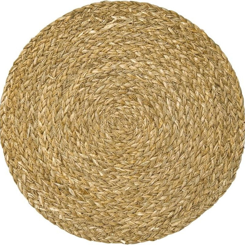 Set of 6, Round Woven Placemats, Natural Braided Straw Table Mats, Weave Aquatic Placemats for Dinning Table, Christmas Placemats, 11.8 inch