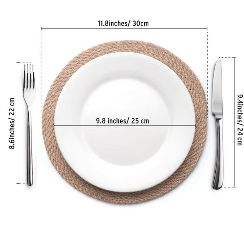 Set of 6, Round Woven Placemats, Natural Braided Straw Table Mats, Weave Aquatic Placemats for Dinning Table, Christmas Placemats, 11.8 inch