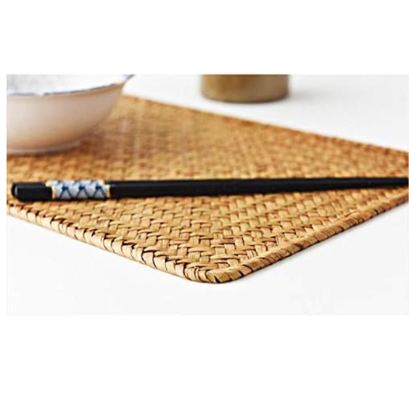 4 Pack Rectangular Woven Placemats, Natural Seagrass Place Mats, 17" x 12", Rattan Wicker Table Mats for Dining Table