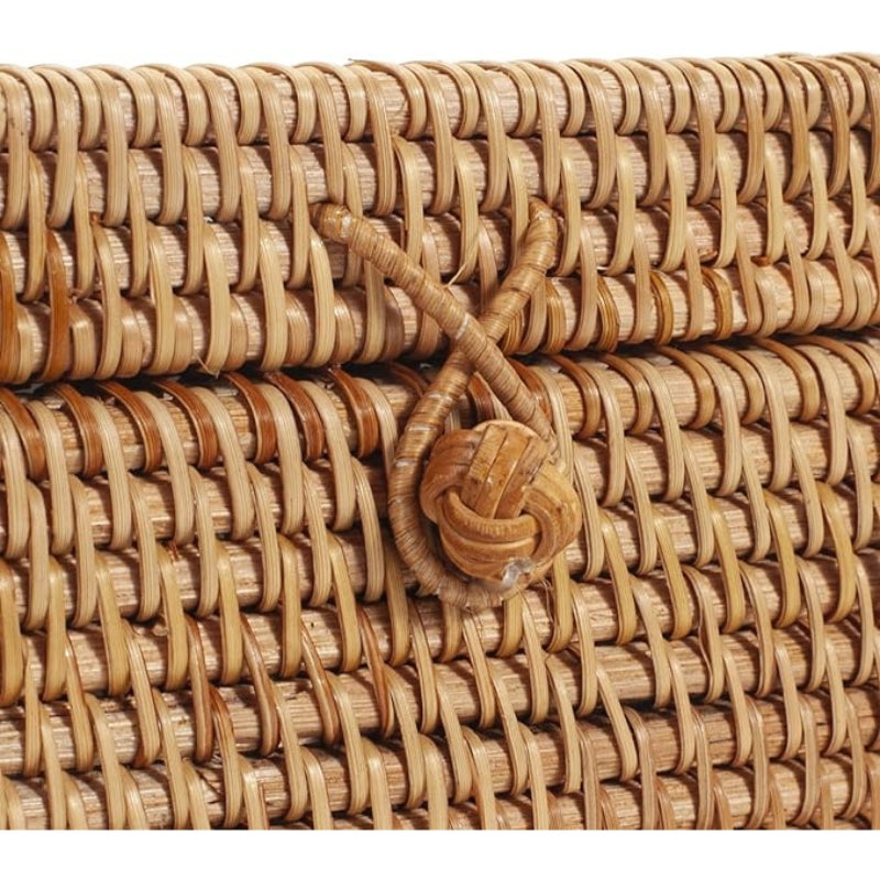 Rattan Square Tissue Box Cover, 5.7" x 5.7" x 5", Decorative Woven Facial Tissue Holder with Hinged Top Lid, Natural Color