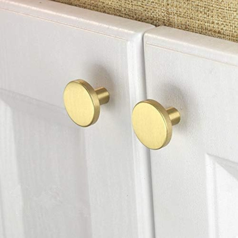 YANGQIHOME Pack of 10, Gold Brass Cabinet Knobs, 1.3 inch Diameter, Brushed Dresser Drawer Knobs Pull Handle for Bath Kitchen Cabinetry (Hexagon)