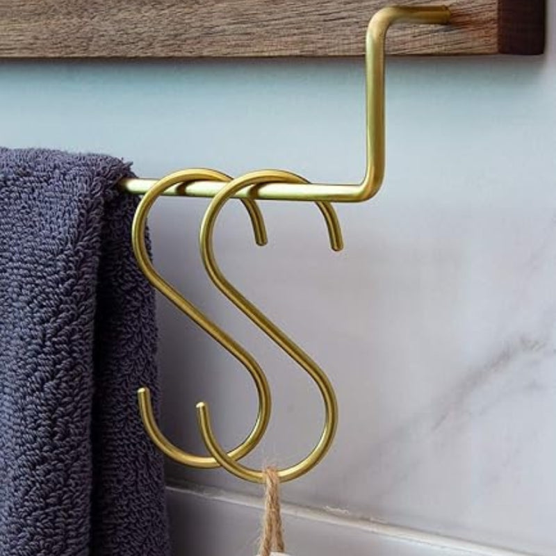 YANGQIHOME 6 Pieces, Brass S Shaped Hooks, Gold Coat Clothes Towel Hangers, Kitchen Pots Pans Coffee Cups Rack Hooks