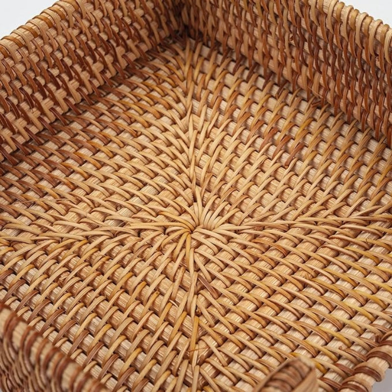 Rattan Napkin Holder Square, 7.5" x 7.5" x 2.5", Wicker Napkin Tray, Woven Guest Towel Holder for Restaurant/Kitchen/Bathroom/Christmas Table Decor