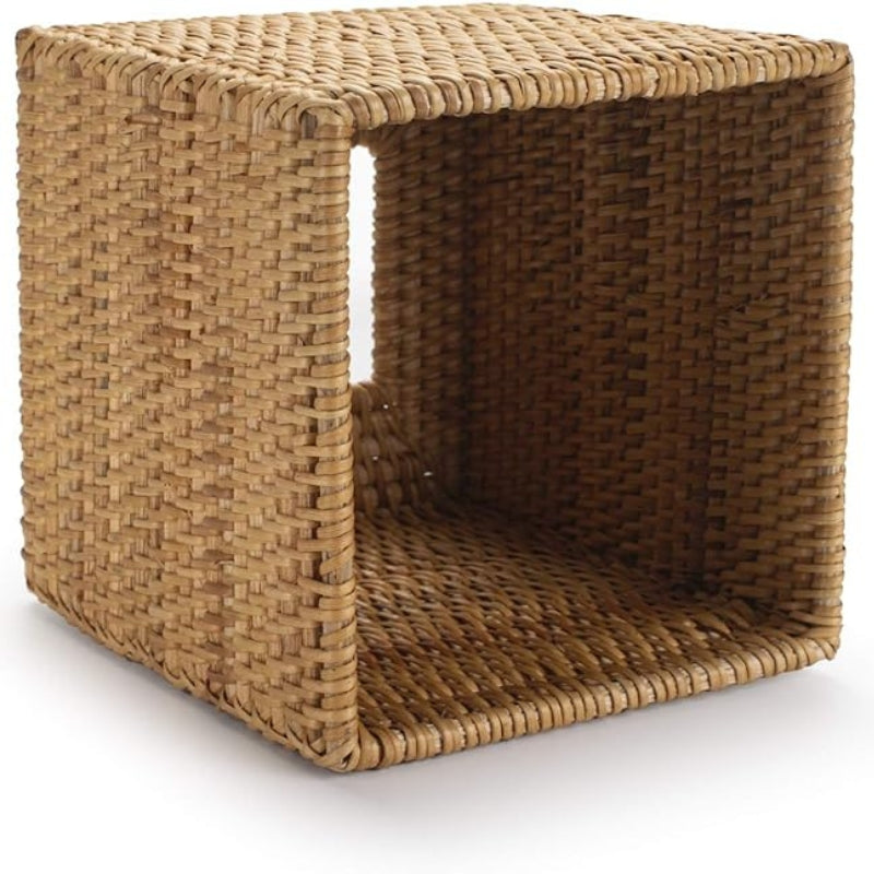 Square Rattan Tissue Box Cover, Hand Woven Wicker Tissue Holder, 5.5 x 5.5 X 5.7 inches, Honey Brown