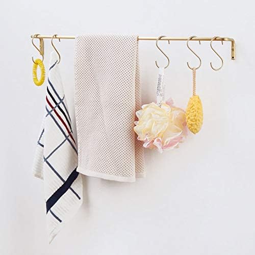 YANGQIHOME 6 Pieces, Brass S Shaped Hooks, Gold Coat Clothes Towel Han